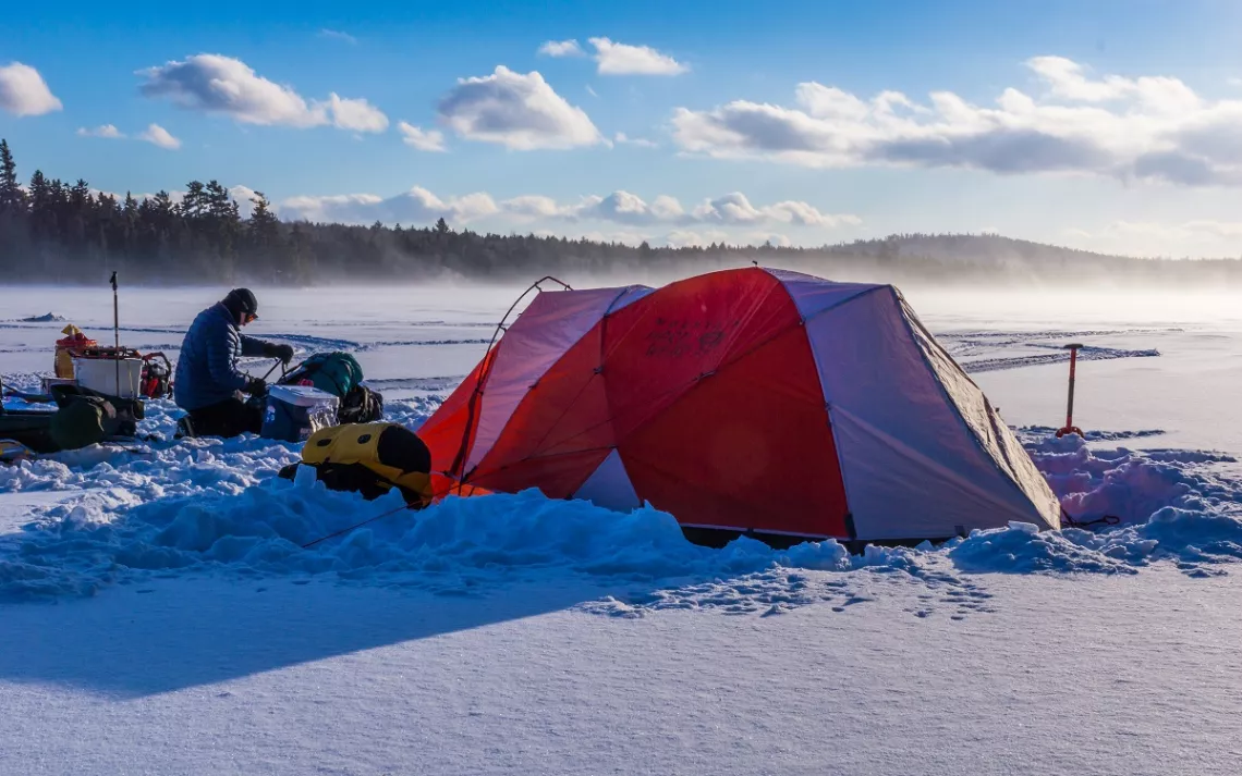 Winter tent camping sale